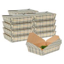 TAKEOUT BIO-PAK #2 8-1/2x6-1/4 RECT 49oz PAPER PLAID 200/cs