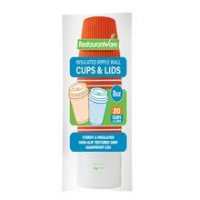 HOT CUP & WHITE LID 8oz PAPER RIPPLE TANGERINE ORANGE 20/cs