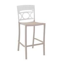 Grosfillex US654096 Moon Stacking Barstool, armless, design resined for outdoor use, wrought-iron design resin back, aluminum seat and frame