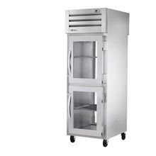 TRUE STA1RPT-2HG-1G-HC SPEC SERIES Pass-thru Refrigerator, one-section, stainless steel front & sides, (2) glass half doors front & (1) glass door