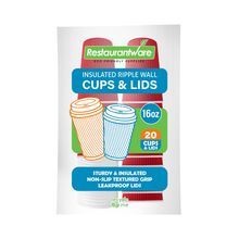 HOT CUP & WHITE LID 16oz PAPER RIPPLE WALL RED 200/cs