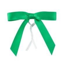 TWIST TIE BOW 3x2-1/2 PRE-TIED POLYESTER SATIN GREEN 4000/cs
