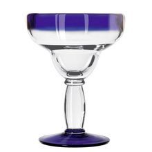 ARUBA MARGARITA GLASS 12oz COBALT BLUE RIM/FOOT 12ea/cs