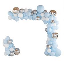 BALLOON ARCH KIT LATEX BLUE WHITE SILVER 142pc 1/cs