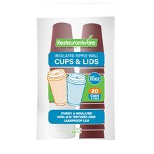 HOT CUP & WHITE LID 16oz PAPER RIPPLE WALL CRIMSON 200/cs