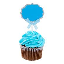 CAKE TOPPER PERSONALIZED 4-1/2h PAPER BLU SILVER 100/cs