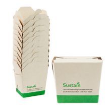 NOODLE CONTAINER 8oz SQ 2-1/2h CMPST BAMBOO/ PLA NAT 200/cs