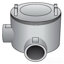 O-Z/Gedney GUAL-50 Dust-Ignitionproof Explosionproof Conduit Outlet Box With Aluminum Cover, 1/2 in Hub, 3 in Cover Opening, Malleable Iron, Electroplated Zinc