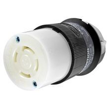 Wiring Device-Kellems Twist-Lock® Insulgrip® HBL2773 3-Phase Female Heavy Duty Isolated Non-Grounding Standard Sized Locking Connector, 347Y/600 VAC, 30 A, 4 Pole, 4 Wires, Black/White