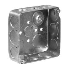 Steel City® 521511234GB Drawn Outlet Box With Grounding Bump, Steel, 21 cu-in Capacity, 1 Outlet, 17 Knockouts, 4 in H x 4 in W x 1-1/2 in D Dimensions