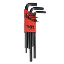 Klein® LMK10 Extra Length Hex Key Caddy Set, Measurement System: Metric, 9 Piece, 1.5 to 10 mm Hex, L-Handle Handle