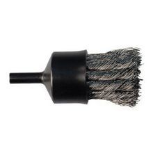 PFERD 83087 Flared Cup Stem Mount End Brush, 1/2 in Diameter Brush, Knot, 0.014 in Dia Filament/Wire, Stainless Steel Fill, 1 in Trim Length