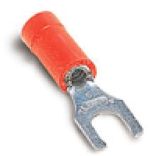 Sta-Kon® 14RB-10FL RB Series Insulated Locking Fork Terminal, 18 to 14 AWG Conductor, 0.97 in L, Brazed Seam/Serrated Barrel, Copper, Blue