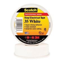 Scotch® 054007-10828 35 Series Premium Grade Electrical Tape, 66 ft L x 3/4 in W x 7 mil THK, PVC, Rubber Resin Adhesive, PVC Backing, White