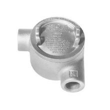 Crouse-Hinds Condulet® GUAB16 Type CB Shape B Conduit Outlet Box With Cover, 1/2 in, 3 in Cover Opening, 13.3 cu-in Capacity, Electro-Galvanized/Aluminum Acrylic Painted