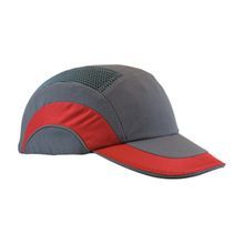JSP® HARDCAP A1+™ 282-ABR170-62 Baseball Style Low Profile Standard Brim Bump Cap With EVA Foam Padding Liner/80% Polyester/20% Cotton Cap, OS, Gray/Red, HDPE with EVA Foam Padding Liner/80% Polyester/20% Cotton Cap, Elastic Strap Suspension, EN 812 A1