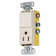 Wiring Device-Kellems tradeSELECT® RCD108LA 2-Position Standard Combination Quiet Rocker Switch, 15 A at 125 VAC, 1875 W Electrical Rating, 1 Pole, 3 Wires, 14 to 12 AWG Wire, Snap Switch Reset