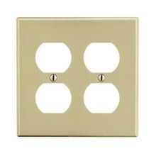 Wiring Device-Kellems P82I Standard Wallplate, 2 Gangs, Polycarbonate, Ivory
