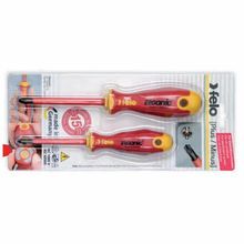Bondhus® Felo 63697 E-Slim VDE 417 Screwdriver Set, Measurement System: Imperial, 2 Piece, Insulated: Yes, Screwdriver Types Included: Plus/Minus Slotted/Pozidriv®, Specifications Met: IEC 60900:2012
