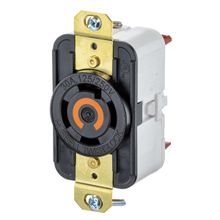 Wiring Device-Kellems HBL2710ST - Twist-Lock® Edge Receptacle with Spring Termination, 30A, 125/250V, L14-30R, Black, Single Receptacle, 3 Poles, 4 Wires, Screwless Termination