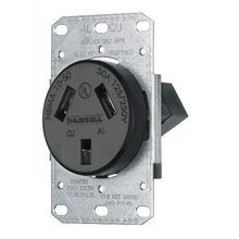 Wiring Device-Kellems tradeSELECT® RR350F Dryer Range Power Receptacle, 125/250 VAC, 50 A, 3 Pole, 3 Wires, Black