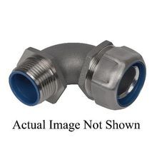 T&B® Industrial Fitting Safe Edge® 5353SST6 5300SST6 Insulated NPT Thread Standard Liquidtight Conduit Connector With Dura Plate Ground Cone, 3/4 in Trade, Cable Openings: 3/4 in, 90 deg Angle, 316 Stainless Steel