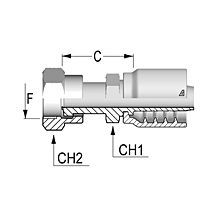 Alfagomma® B-0606-FOFS 1-Piece Hydraulic Hose Fitting With Stem Hexagon, 3/8 in Hose, 11/16-16 Connection, Female ORFS End Style, 30.3 mm Cutoff Allowance