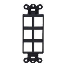 PREMISE WIRING ISF6BK Unloaded Decorator Outlet Frame, 1 Gangs, 6 Ports, ABS, For Use With Data, Fiber, Audio/Video Connectors, Black