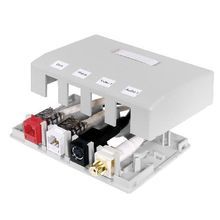PREMISE WIRING ISB4W 4-Port iSTATION™ Surface Mount Box, For Use With XCELERATOR™ Keystone Modules, iSTATION™ Audio/Video Keystone Modules, Thermoplastic, White