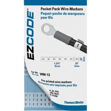 E-Z Code® WM-0-9M WM Series Standard Wire Marker Book, Black/White Legend/Background, Vinyl Cloth, 46 Markers per Card