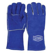 Ironcat® 9012L Welding Gloves, Split Cowhide Leather/Kevlar® Thread, Blue, Cotton/Foam Lining, Gauntlet Cuff, 12-1/2 in L