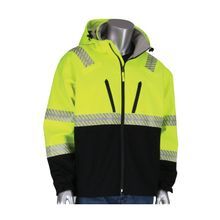 PIP® 333-1550-LY/XL Fleece Lined Jacket, Black/Hi-Viz Lime Yellow, Polyester, 53 in Chest, Resists: Water, Specifications Met: ANSI 107 Class 3 Type R