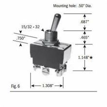 SELECTA® SS208R-BG Heavy Duty Toggle Switch, 125 VAC, 20 A, DPDT Contact Configuration