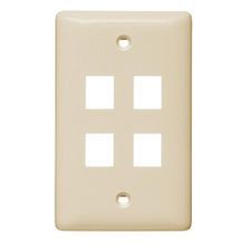 PREMISE WIRING netSELECT® NSP14LA Rear Load Multi-Media Faceplate With Jack, 1 Gang, 4 Ports, Threaded Mount, ABS