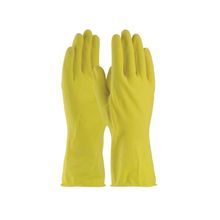 Assurance® 48-L160Y/S Lightweight Chemical-Resistant Gloves, S, Ambidextrous Hand, Natural Rubber Latex, Yellow, Flock Lining, 12 in L, Resists: Acid, Alkalis, Alcohol, Animal Fat, Ketone and Salt, Unsupported Support, Straight Cuff, 16 mil THK