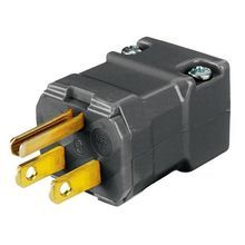 Wiring Device-Kellems Valise® HBL5965VBLK Grounding Male Standard Straight Blade Plug, 125 VAC, 15 A, 2 Poles, 3 Wires, Black