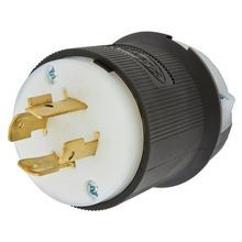 Wiring Device-Kellems Twist-Lock® Insulgrip® HBL2431 Grounding Locking Plug, 480 VAC, 20 A, 3 Pole, 4 Wires, Black/White