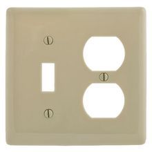 Bryant Electric NP18I Standard Combination Wallplate, 2 Gangs, Ivory, 4.63 in H x 4.68 in W, Nylon