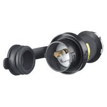 Wiring Device-Kellems Twist-Lock® Safety-Shroud® HBL2311SW Grounding Safety Shroud Watertight Locking Plug, 125 VAC, 20 A, 2 Pole, 3 Wires, Black/White