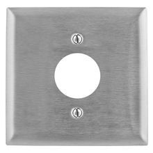 Wiring Device-Kellems SS749 Standard Receptacle Wallplate, 2 Gangs, 4.5 in H x 4.6 in W, 302/304 Stainless Steel