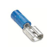 Sta-Kon® 14RBD-182 187 Female Disconnect, 16 to 14 AWG Conductor, 0.187 in W x 0.02 in THK Tab, Internal Serration Long Barrel, Brass, Blue, Insulated: Insulated