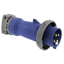 Wiring Device-Kellems HBL430P9W Grounding Male Watertight Pin and Sleeve Plug, 250 VAC, 30 A, 3 Pole, 4 Wires, Blue