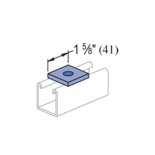 Unistrut® P1063-EG Square Flat Plate Fitting, 1 Hole, 1-5/8 in W x 1-1/4 in THK, 33 Stainless Steel