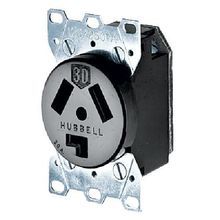 Wiring Device-Kellems HBL9350 Heavy Duty Grounding Standard Straight Blade Receptacle, 125/250 VAC, 30 A, 3 Pole, 3 Wires, Black