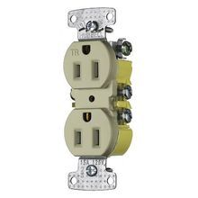 Wiring Device-Kellems tradeSELECT® RR15SITR Duplex Standard Traditional Tamper-Resistant Straight Blade Receptacle, 125 VAC, 15 A, 2 Pole, 3 Wires, Ivory