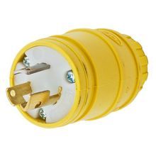 Wiring Device-Kellems Twist-Lock® Elastogrip® HBL24W47 Grounding Locking Plug, 125 VAC, 15 A, 2 Pole, 3 Wires, Yellow