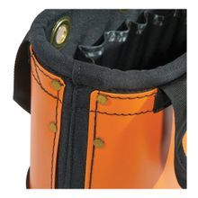 Klein® 5144HBS Hard Body Oval Bucket, 10 in H x 7 in W, 15 Pockets, Denier Polyester/Plastic/Polypropylene, Black/Orange