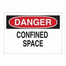 Brady® 95018 Laminated Rectangular Confined Space Sign, Header: DANGER, 7 in H x 10 in W, Black/Red on White Legend/Background, B-302 Polyester, Self-Adhesive Mounting