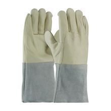 PIP® 75-2026/L MIG/TIG Welding Gloves, L, Top Grain Cowhide Leather/Kevlar® Stitching, Beige/Gray, Unlined Lining, Gauntlet Cuff, 13 in L, 1.1 to 1.2 mm THK Glove Material