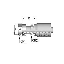 Alfagomma® F-1616-FOFS 1-Piece Hydraulic Hose Fitting With Stem Hexagon, 1 in Hose, 1-7/16-12 Connection, Female ORFS End Style, 52.5 mm Cutoff Allowance